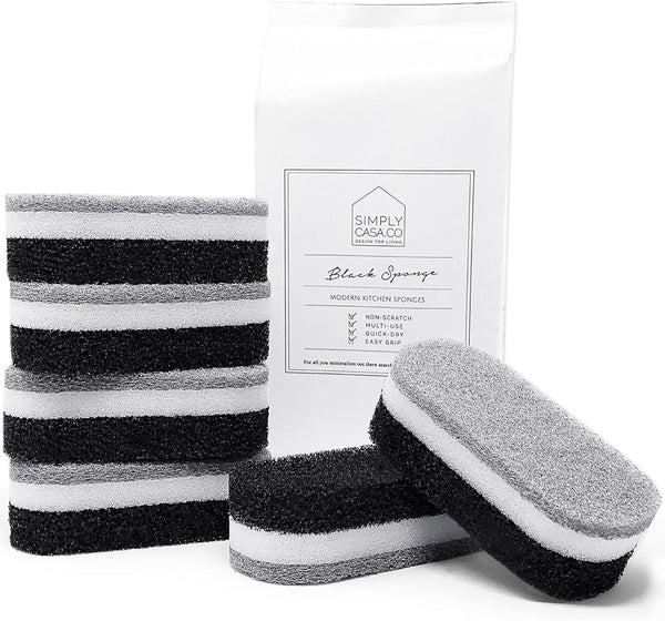 Kitchen Dish Cleaning Sponges - Pack of 6 | Non-Scratch & Fast-Drying