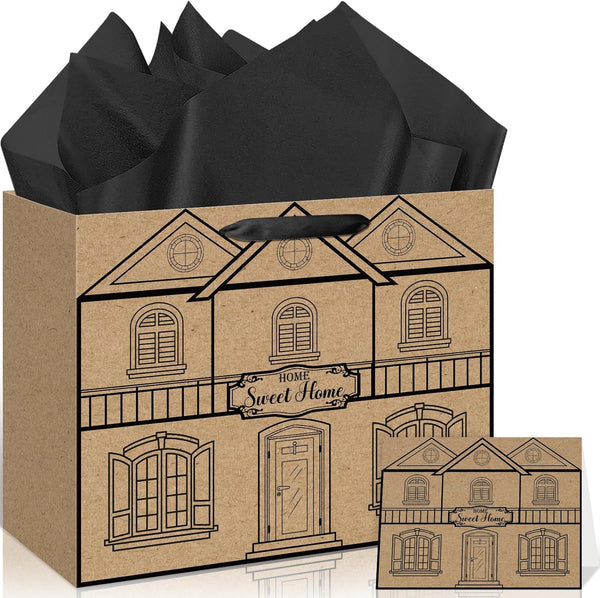 Housewarming Gift Bag Set House Shaped Home Sweet Home Gift Wrap Bag
