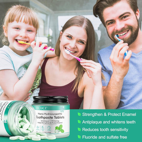 150 Toothpaste Tabs, Fluoride Free Nano Hydroxyapatite Sensitive Tablets, Peppermint Flavored, Eco & Travel Friendly