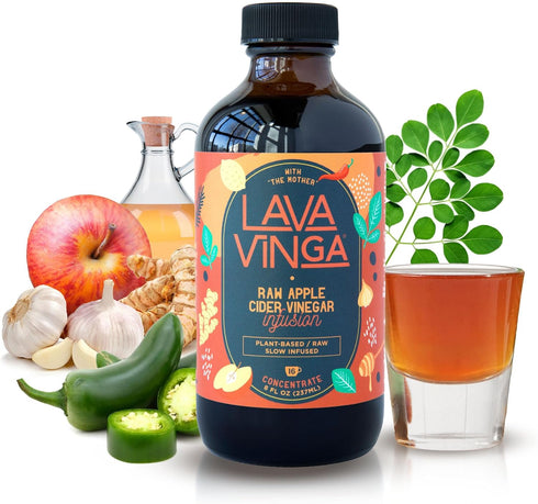 VINGA Lava Raw Apple Cider Vinegar Fire Cider with Cold Pressed Moringa Oleifera,