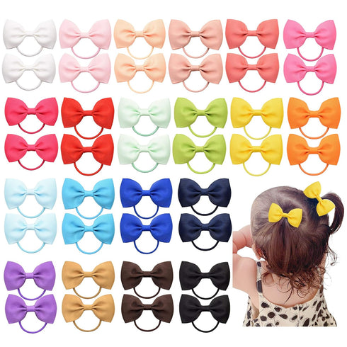 inSowni 40 Pack Grosgrain Ribbon Bow Elastics Hair Ties, Scrunchies for Baby Girls, Toddlers, and Kids