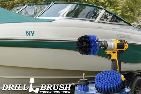 Kayak Cleaning Supplies Drill Brush Kit for Hull, Deck, Fiberglass, Carpet, and Seats