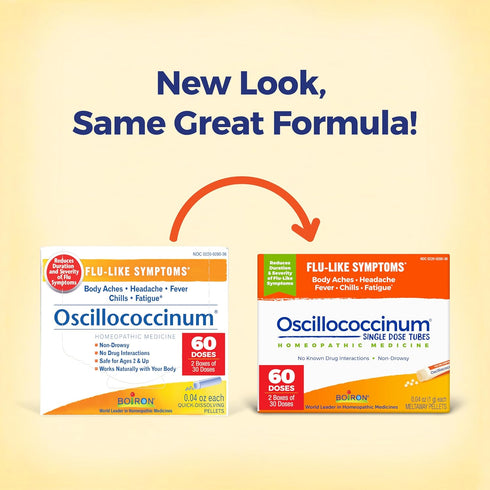 Boiron Oscillococcinum - Relief from Flu-Like Symptoms, Body Aches, Headache, Fever, 60 Count (2 Pack of 30)