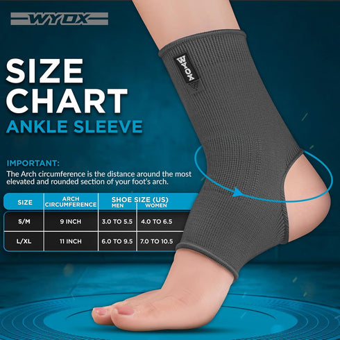 WYOX Ankle Brace Compression Sleeve for Men and Women Breathable Neoprene Lightweight Ankle Wrap for Sprain, Injury
