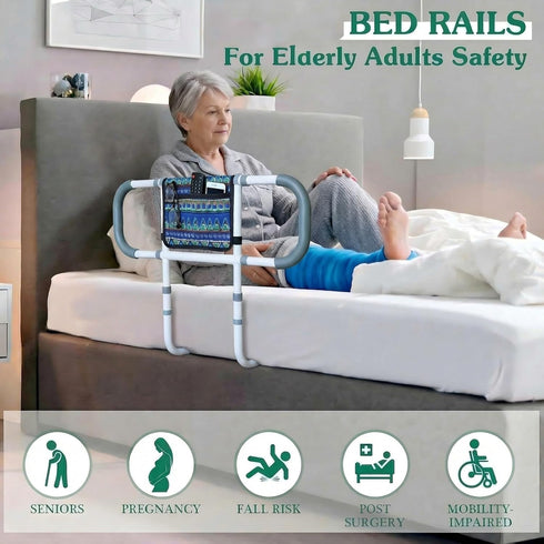 TerseFit 350lbs Adjustable Bed Rails for Elderly Adults Safety; Bedrails for Seniors; Bedside Handrails Stand Assist