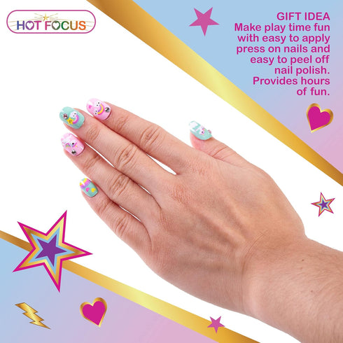 Hot Focus Scented Nail Boutique – 168 Piece Unicorn Nail Art Kit, Includes Press on Nails, Nail Patches, Nail Stickers,