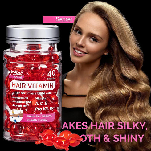 Hussell Hair Treatment Serum - 40 Hair Care Capsules, No Rinse, with Argan, Macadamia & Avocado Oils, Vitamins A, E,