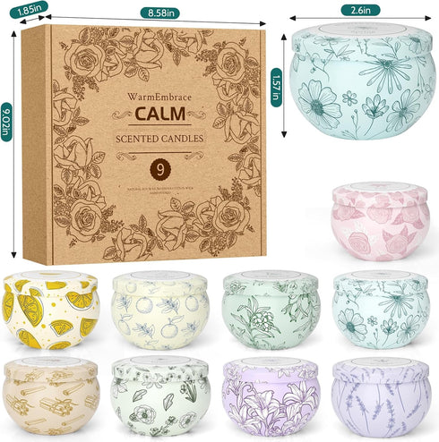 WarmEmbrace Set 9, Set Scented Candles, Candle of Long-Lasting Candles for Women, Candle Present for Birthday