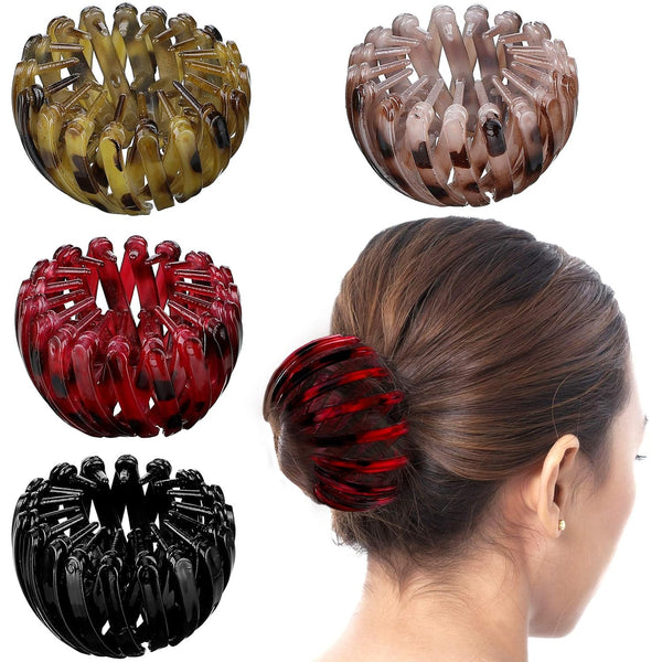 Tatuo 4 Pcs Bird Nest Magic Hair Clip Ponytail Holders, Lazy Birds Nest Plate Hairpin Accessories for Women