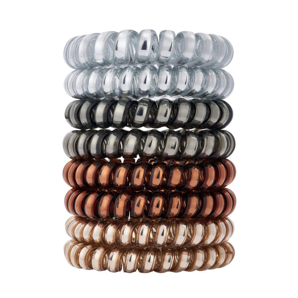 Metallic Luster Spiral Hair Ties (8 Pcs), No Crease Phone Cord Design, Coil Ponytail Holders for All Hair Types