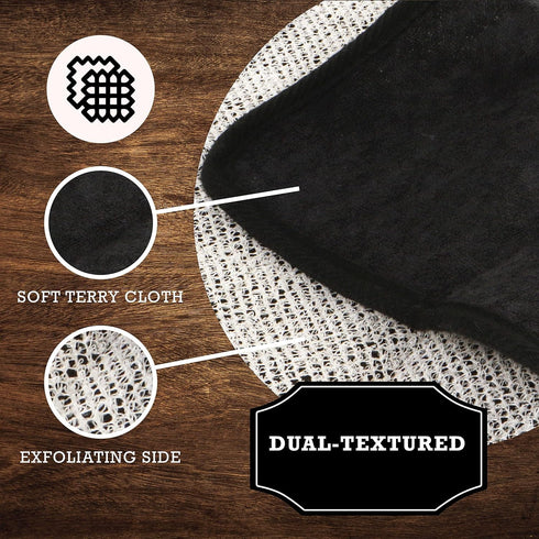 Terry Wash Cloths for Face and Body, Dual-Sided Cleansing and Exfoliating Washcloths, Black, 3 Count