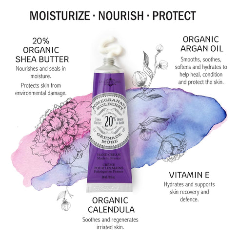 La Chatelaine 20% Shea Butter Hand Cream, Travel Size, Organic Argan Oil, 1 oz / 30ml (Pomegranate)