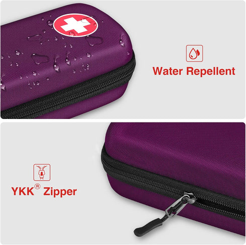 Epipen Medical Carrying Case, Hard Shell EVA Travel Medication Organizer Bag for 2 EpiPens, Asthma Inhaler, Allergy