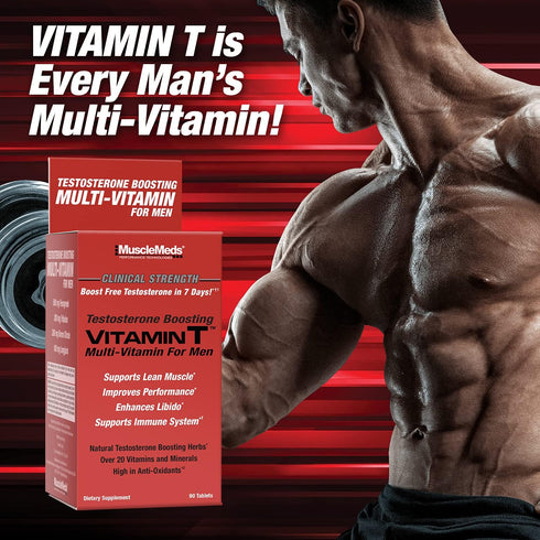 MuscleMeds Vitamin T Daily Complete Multivitamin for Men - 90 Count for Testosterone, Muscle Building