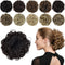 Rose Bud Chignon Hairpiece Curly Bun Extensions Scrunchie Updo Synthetic Combs for Women, Dark Brown
