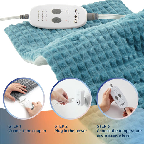 Bedsure Back Heating Pad for Neck and Shoulders - Weighted Massaging Heated Pad with Vibration, Teal