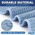 Waffle Weave Microfiber Cleaning Cloth, Absorbent Quick Drying Dust Rags for Car Interior, 6 Pack, Blue