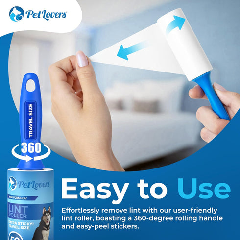 PetLovers Mini Lint Rollers for Travel, 2 Pack Small Sized Lint Removers for Pet Hair and Debris Pickup
