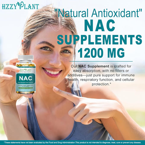 HZZYPLANT Immune, 1200mg 2 NAC Supplement - NAC Softgels for Antioxidant, Respiratory, Liver Health Support - High