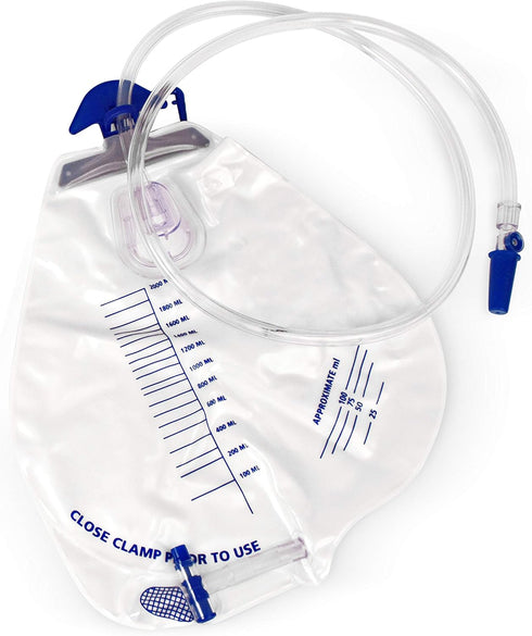 BodyHealt Foley Catheter Bag, Urinary Drainage Bag with Anti-Reflux Chamber, 2000 mL Volume, 48" Drainage Tube