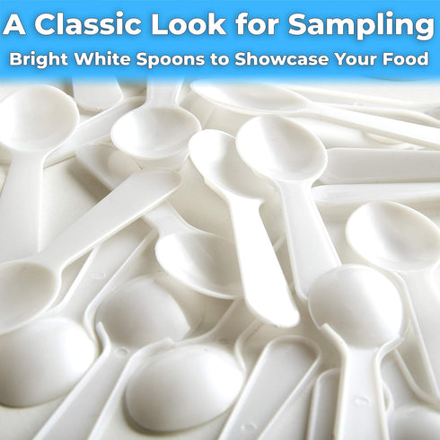 Extra Sturdy 200ct Plastic Tasting Spoons - BPA Free Disposable Mini Tasters for Ice Cream, Sauces & Appetizers