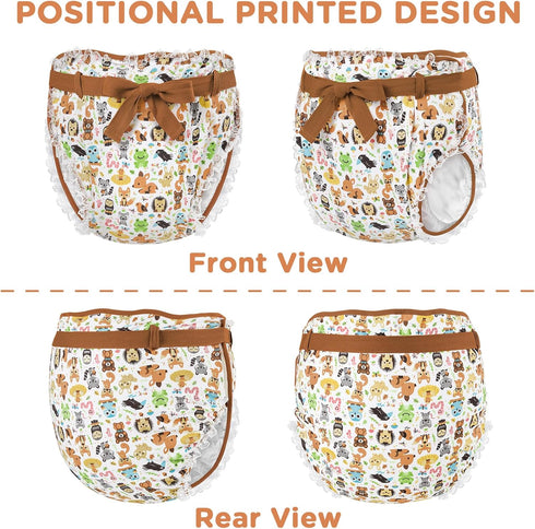 Littleforbig Cotton Adult Ribbon Omutsu Diaper Wrap Cover Washable Adjustable Reusable Waterproof - Forest Animals XL