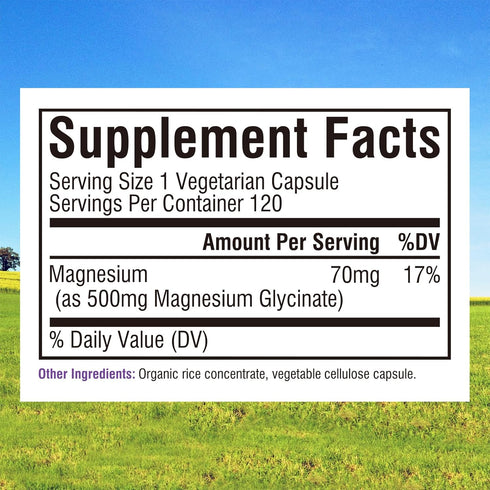 Innate Vitality Magnesium Glycinate 500mg - 120 Vegan Capsules, High Absorption, Non-GMO, Supports Nerve, Muscle & Heart