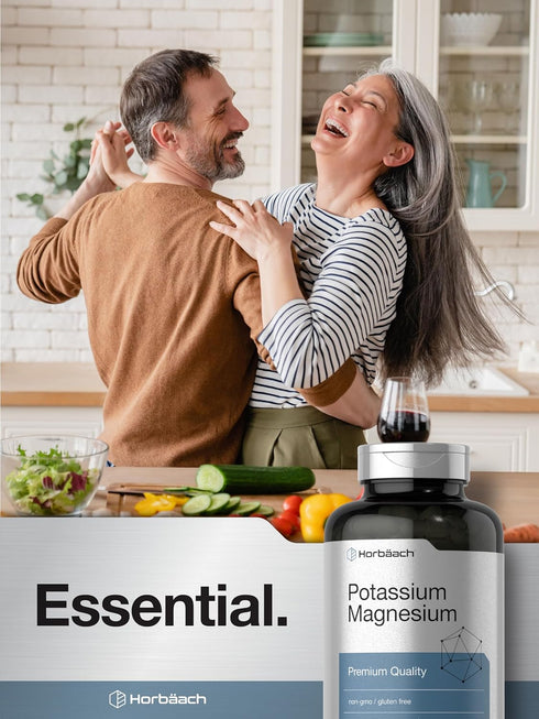 Horbaach Potassium Magnesium Supplement | 240 Capsules | Non-GMO & Gluten Free