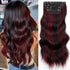 Vigorous Clip in Hair Extensions, 4PCS Black Burgundy Mixed Soft Synthetic Hairpieces, 20 Inches Full Head Extensions