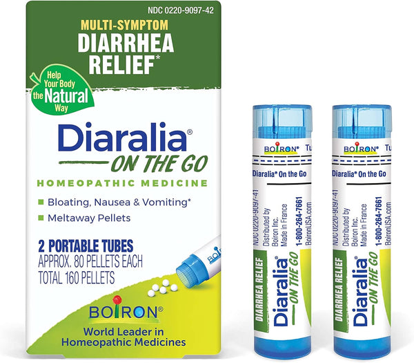 Boiron Diaralia On The Go for Diarrhea Relief, Gas, Bloating, and Traveler's Diarrhea - 2 Count (160 Pellets)