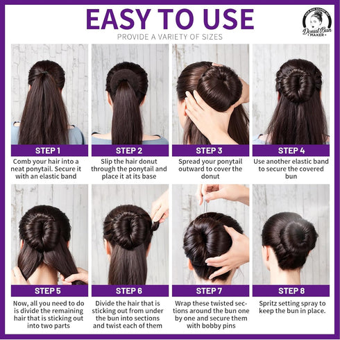 Teenitor Hair Bun Maker, Light Brown Hair Donuts for Kids Girls, Ballet Bun Maker, 4 Sizes