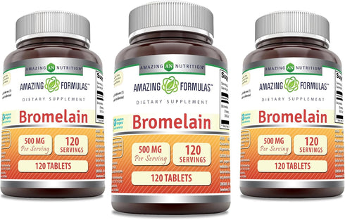 Amazing Formulas Bromelain 500 Mg Tablets Supplement | Non-GMO | Gluten Free | 120 Count