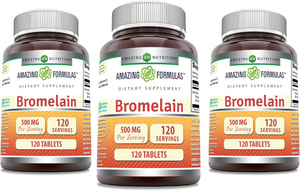 Amazing Formulas Bromelain 500 Mg Tablets Supplement | Non-GMO | Gluten Free | 120 Count