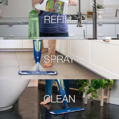 Bona Multi-Surface Floor Cleaner Refill - 128 fl oz - Lemon Mint - Residue-Free Solution for Stone, Tile, Laminate,