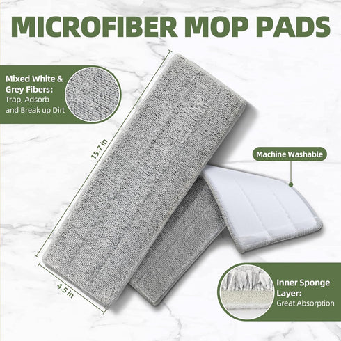 ZJSYJJ 6pcs Set Set 15.7" 4.5" Flat Mop Pads for Mop and Bucket with Wringer Replacement Microfiber Cloths Compatible