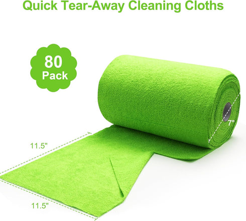 Microfiber Cleaning Cloth Roll -80 Pack, 11.5x11.5, Tear Away Towels, Reusable and Washable Rags, Green by Greenfound