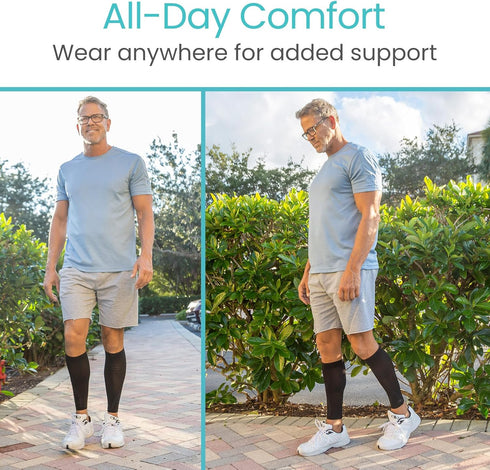Vive Calf Compression Sleeve for Men & Women 20-30mmHg (1 Pair) - Footless Calf Support Socks for Pain Relief