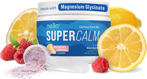 Nello Supercalm Drink Mix - 30 Servings with Ashwagandha KSM 66, Magnesium Glycinate, L-Theanine, Vitamin D3