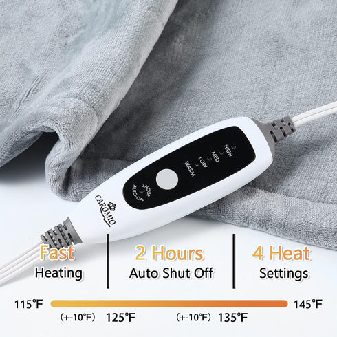 CAROMIO Large Heating Pad for Neck and Shoulders, Weighted Electric Heating Pad with Auto Shut Off, 4 Heat Settings