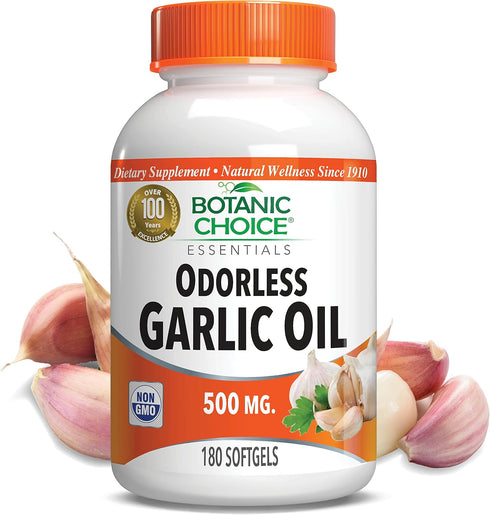 Botanic Choice Odorless Garlic Oil Softgels - Antioxidant Cholesterol and Immune Support