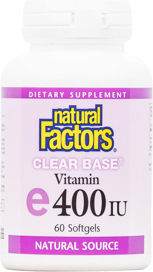 Natural Factors Clear Base Vitamin E, 400 IU, 60 Softgels - Antioxidant Support for Health