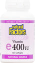 Natural Factors Clear Base Vitamin E, 400 IU, 60 Softgels - Antioxidant Support for Health