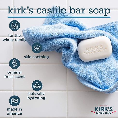 Kirk's Castile Coco Castile Bar Soap, Original, 4 oz, 2 Pack