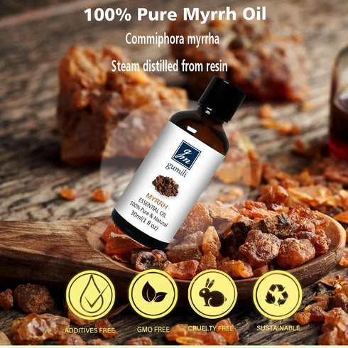 Frankincense and Myrrh Essential Oil | 100% Pure Undiluted for Skin, Hair & Aromatherapy - 1 Oz (Pack of 2)