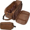 PAVILIA Toiletry Bag for Men, Travel Essentials Dopp Kit, PU Leather Water Resistant Organizer Case, Brown