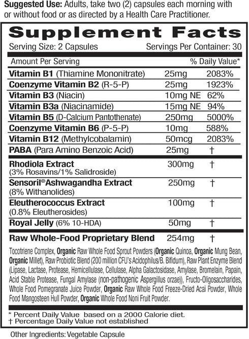 EMERALD LABS Adrenal Health, Stress Relief & Energy Support with Sensoril Ashwagandha, B Vitamins, Gluten-Free, 60
