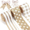 3 Rolls Burlap Wired Ribbons, 2.5 Inch x 15 Yards, Plaid Wrapping, Striped Gingham for DIY Crafts, Home Decoration