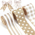 3 Rolls Burlap Wired Ribbons, 2.5 Inch x 15 Yards, Plaid Wrapping, Striped Gingham for DIY Crafts, Home Decoration