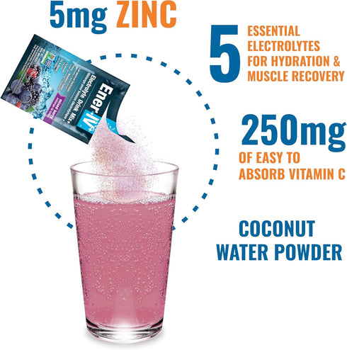 Ener-C Sport Electrolyte Hydration Drink Mix Powder with Vitamin C, Magnesium, Zinc & Electrolytes - 12 Count