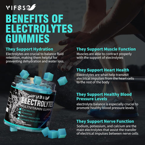 120 Chewable Electrolyte Gummies No Sugar, 6 Electrolytes for Runners, Refreshing Blue Raspberry, 1 Pack